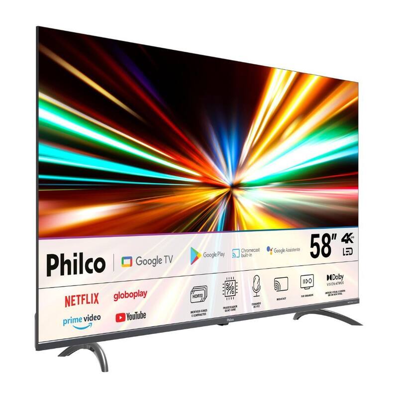 TV 58 Philco Smart 4k UHD Google TV Android P58KGA - Smart Tv